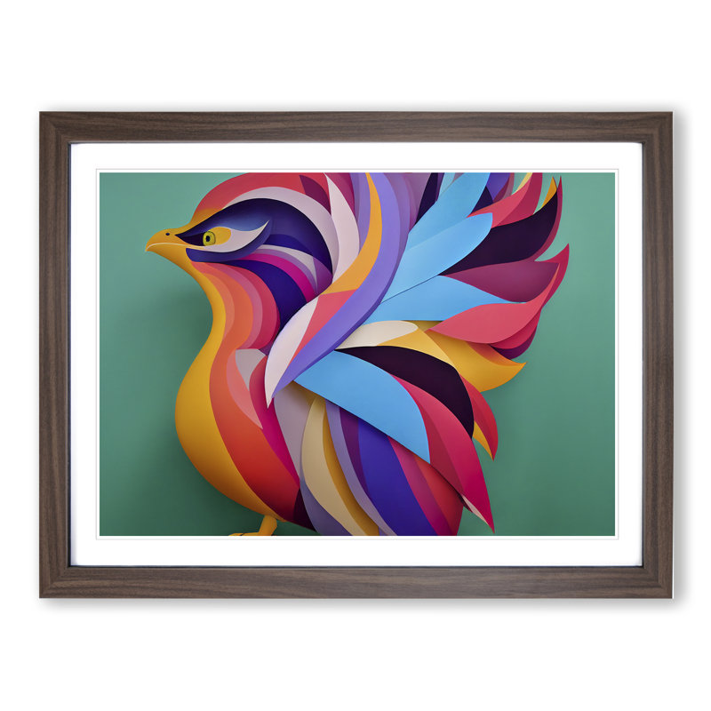 Abstract Phoenix Bird - Framed Print, 34cm H x 46cm W x 2cm D, Walnut