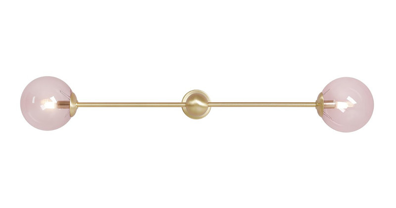 Hejira Flush Mounted Sconce, brass, 14cm H x 89cm W x 22cm D, Pink
