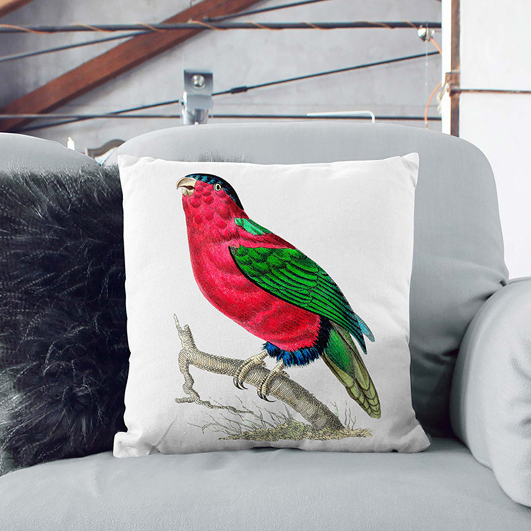Crimson Parakeet by George Shaw Cushion with Filling