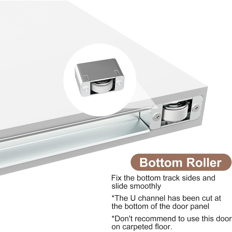 36“x84" Concealed/Invisible Magic White Primed Sliding Barn Doors With Installation Hardware Kit Including One Sided Matte Black Ladder Pull and The Other Side Matte Black Flush Pull , 2 Flat Panel with 2 Steps