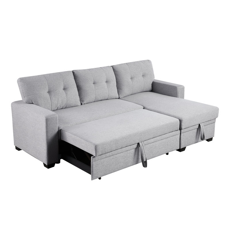 Canapé modulaire rembourré avec méridienne, Gris clair