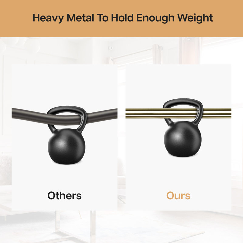 Extendable Plain Metal Curtain Pole And Hardware Set with Finials, Antique Brass, 160-300cm Width