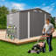 10 FT Spacious Outdoor Metal Storage Shed with Lockable Door, Air Vent & Clear Window, Grey-114887813