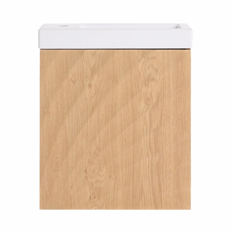 Meuble-lavabo mural 18,5 po avec lavabo en résine, porte simple à fermeture douce, panneau de fibres à densité moyenne
