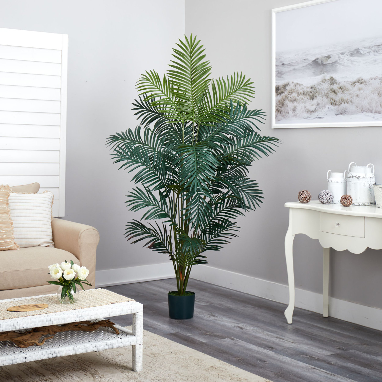 Faux Palm Tree, 84" H x 59" W x 54" D