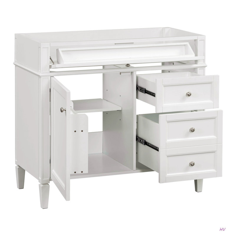 Meuble-lavabo de 36 po sans lavabo supérieur, armoire de rangement moderne avec 2 tiroirs et un tiroir basculant, structure en bois massif
