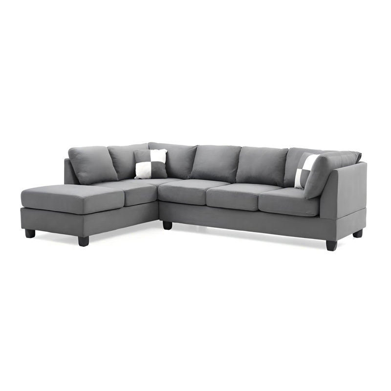 Sectional, Gray Microfiber/Microsuede