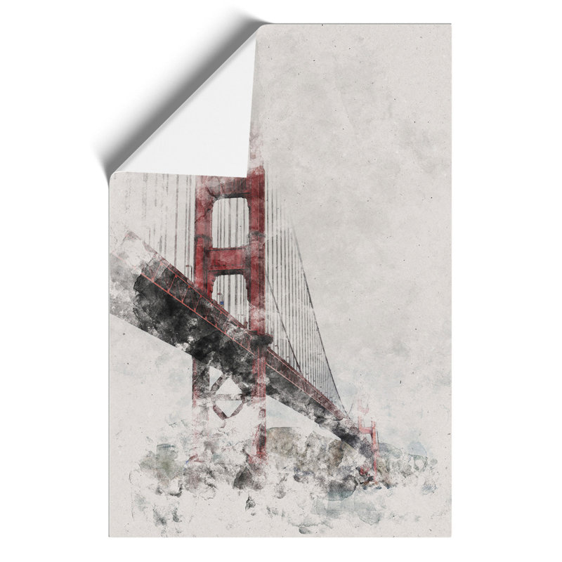 Golden Gate Bridge Watercolour - Frameless Print, 84cm H x 59cm W x 0.1cm D