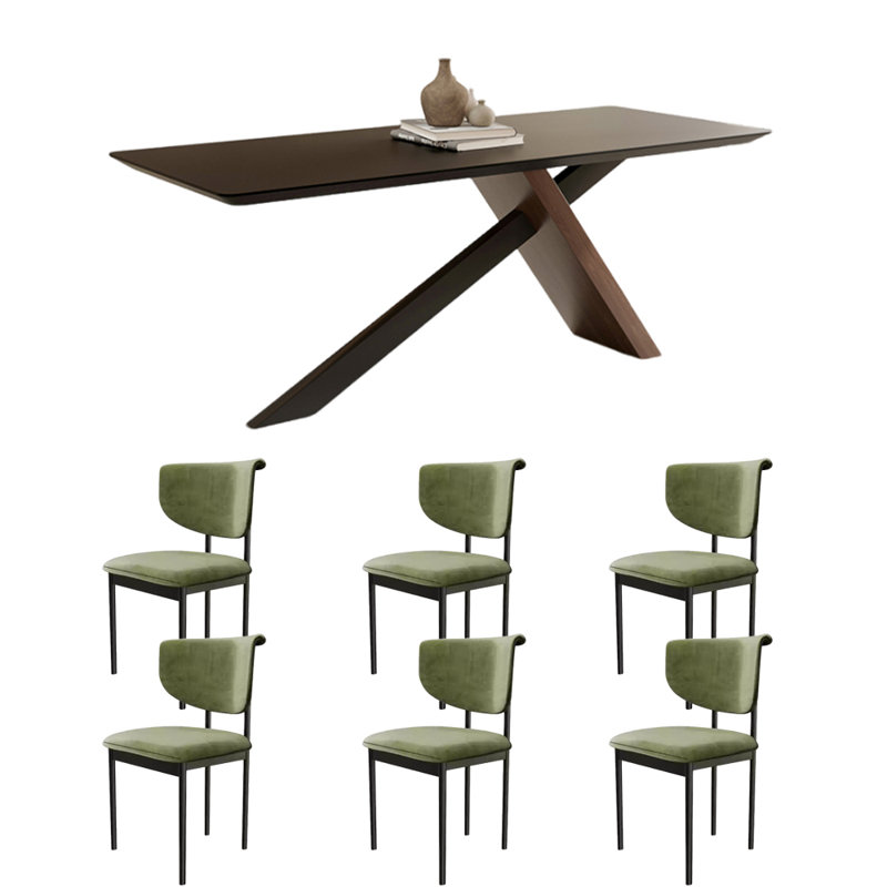 Ensemble de table de salle à manger rectangulaire de style français, Noir, H 29,5 po x L 70,9 po x l 31,5 po