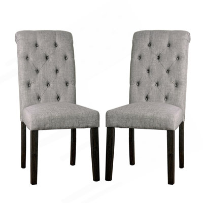 Set Of 2 Padded Fabric Dining Chairs