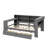 Wood Full Size Platform Bed With Storage Units, Drawers, Charging Port, LED Light, Desk-1905274587