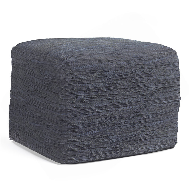 Fredrik - Pouf carré - Bleu foncé, Tissu gris foncé