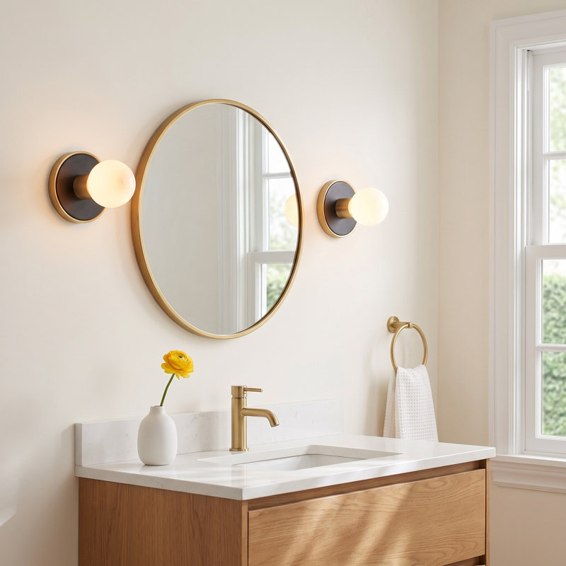 Rocha Dimmable Bath Sconce, Yes, Black/Natural Aged Brass