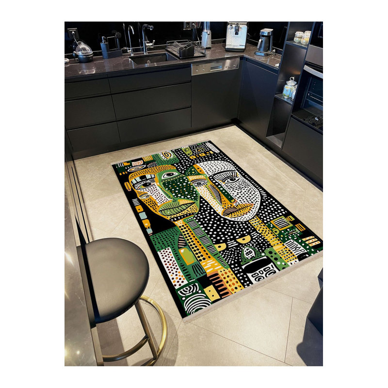 Tapis jaune lavable à la machine Paris, Tapis de couloir 2 pi 6 po x 6 pi 7 po inclus