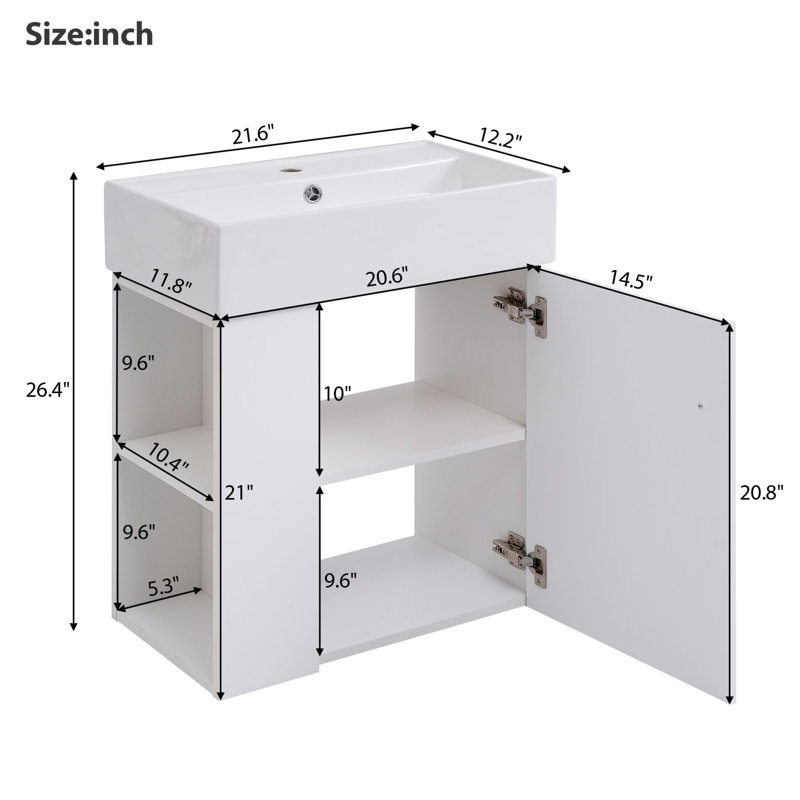 Meuble-lavabo simple 21,6 po avec comptoir en céramique Karitza