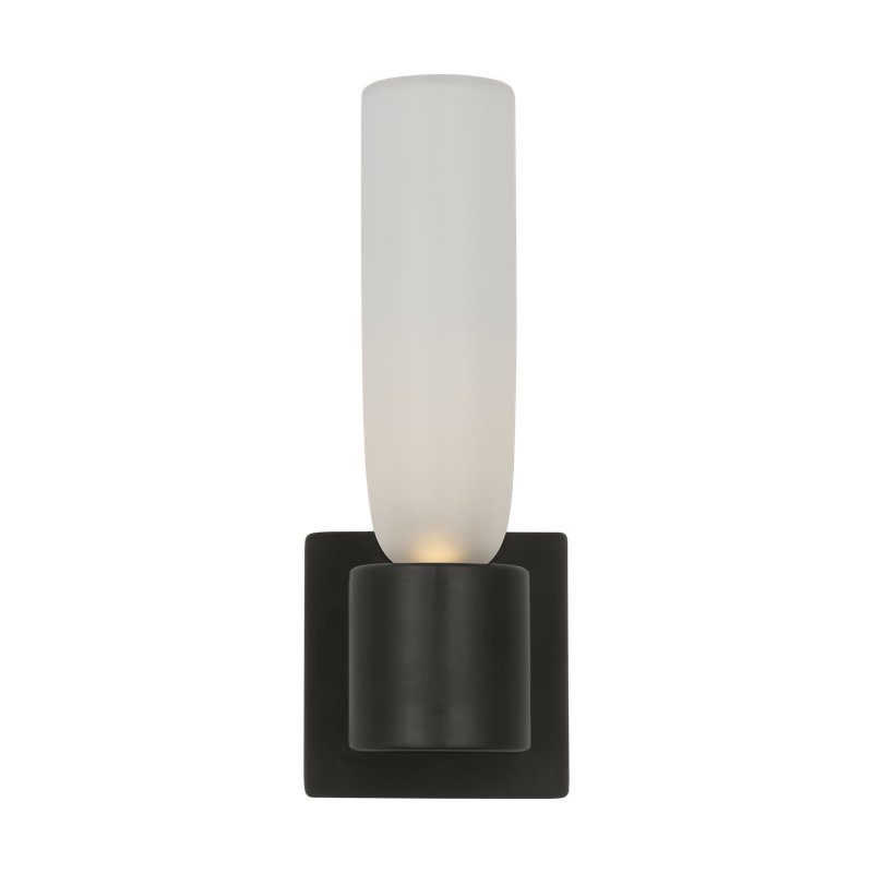 Kelly Wearstler Volver 1-light Medium Single Sconce in Bronze with Clear Etched Glass shade, 11.6" H x 3.7" W x 4.5" D