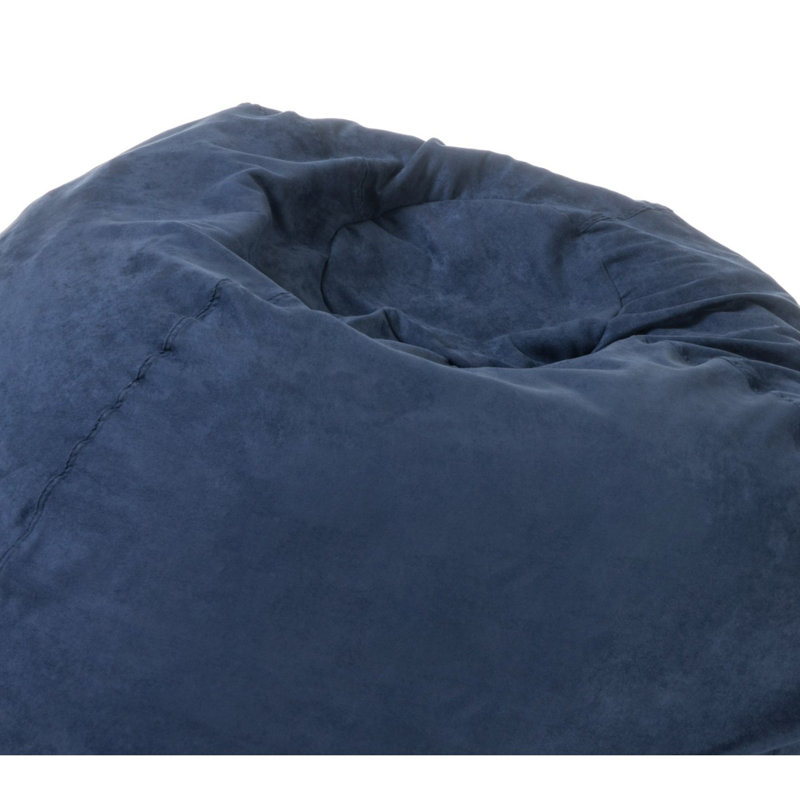 5-Foot Comfortable High-Density Shredded Foam Bean Bag Chair For Kids And Adults, With Removable Microsuede Cover, Blue Solid