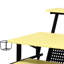 Table de musique jaune et noire - Bureau de production en bois et en métal pour plus d'efficacité, bureau rectangulaire avec tablettes, cadre supérieur en bois stable, roulettes faciles à modifier