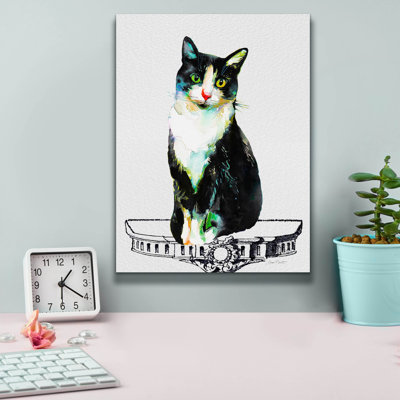  'Watercolor Cat On Table E' by Jean Plout Canvas Wall Art