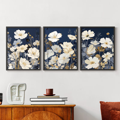 Floral Study  Series  CXXVIII  -Set Of 3 Framed Giclee Prints -Ready to