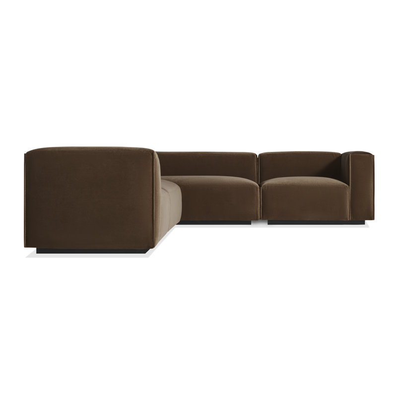 Grand canapé modulaire Cleon, Face à la droite, Mélange de polyester café velours