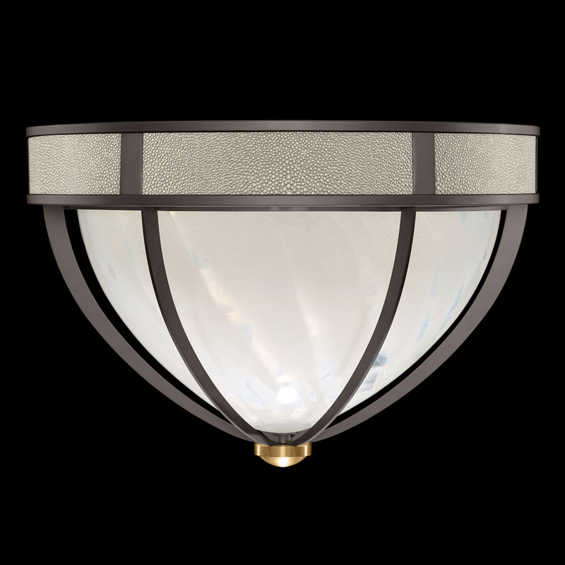 Mirage Glass Flush Mount, Coco, Midnight Steel/Brass