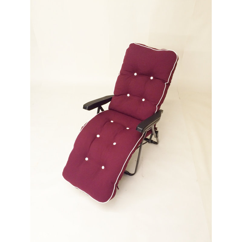 Leni 171 cm Long Reclining Single Chaise with Cushions, Bordeaux, Grey