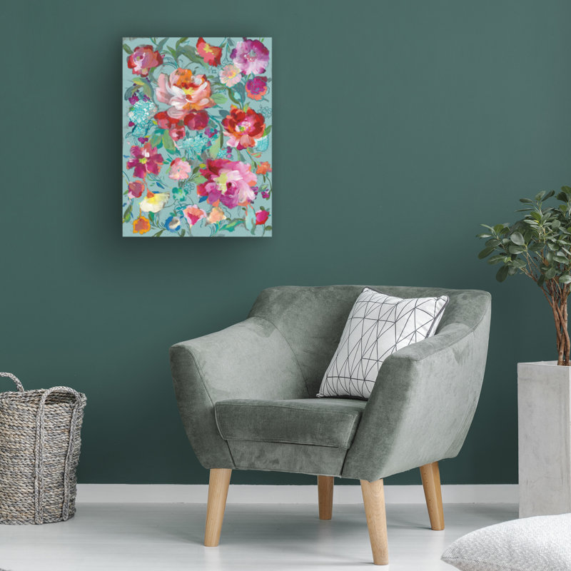 Œuvre sur toile turquoise Danhui Nai, H 19 po x l 14 po