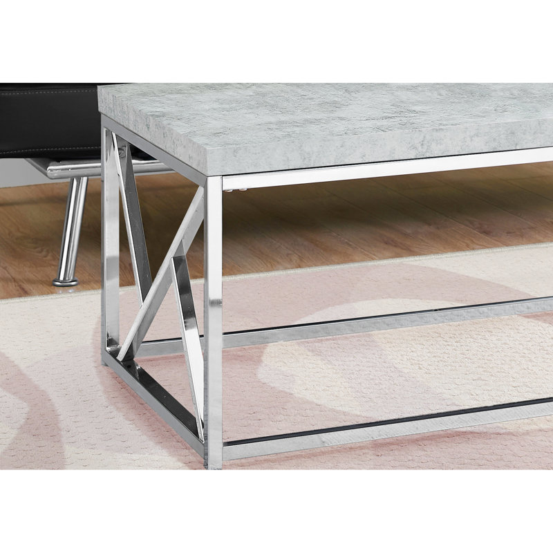 Accent Rectangular Coffee Table, Grey Laminate And Metal Versatile Table In For Various Decor Styles