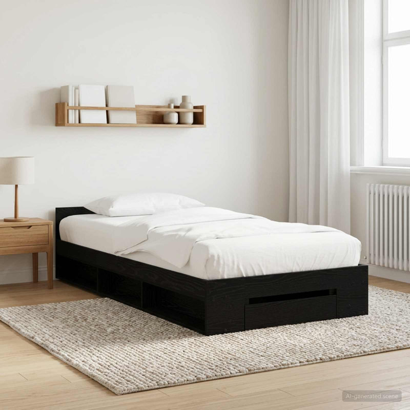 Bed Frame, Black Oak
