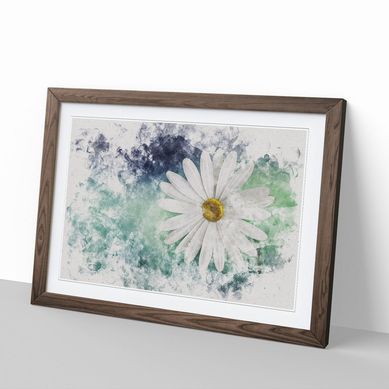 White Daisy Vol.2 - Picture Frame Graphic Art, Walnut Framed, 65cm H x 90cm W x 2cm D