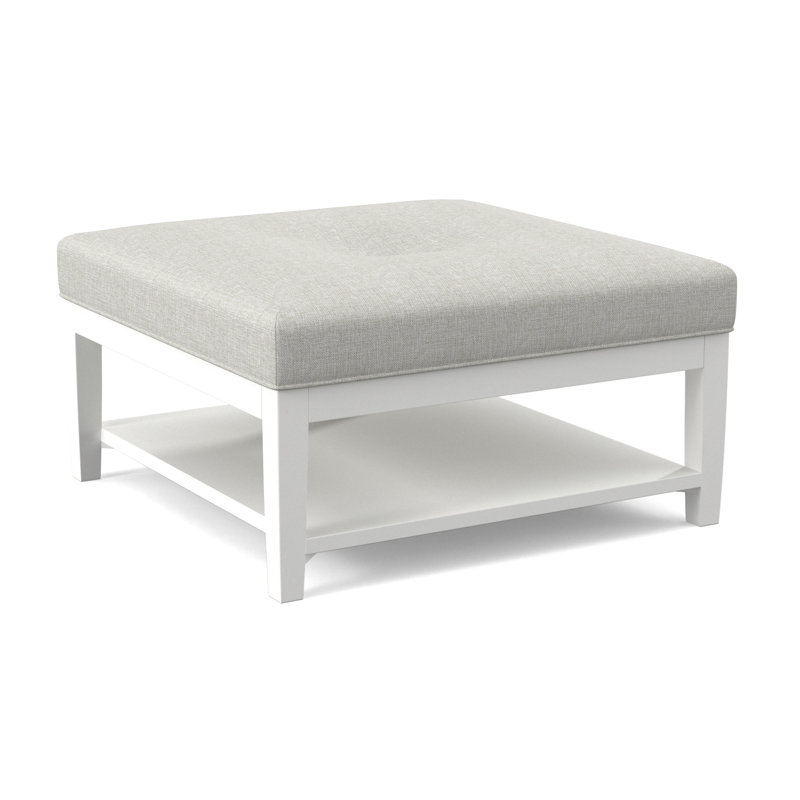 Hammond Square Ottoman, Frost White Finish, White Performance Fabric; 0851-94