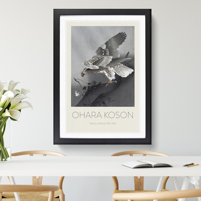 Eagle Hunting by Ohara Koson - Single Picture Frame Print, 65cm H x 48cm W x 2cm D, Black Framed