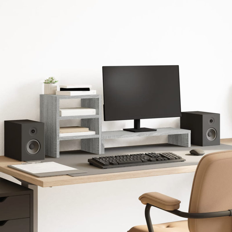 Shamequa Manufactured Wood Monitor Stand, Grey Sonoma