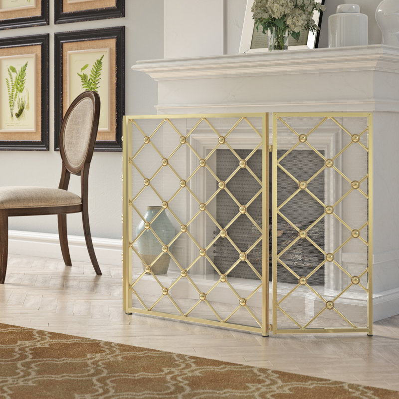 Prater Iron Fireplace Screen, Gold