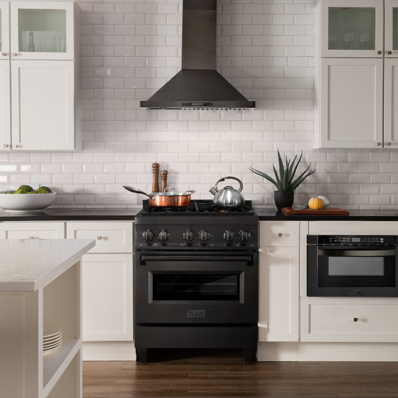 ZLINE 30" Legacy Dual Fuel Range w/ 4 Brass Burners & Oven in Black Stainless Steel