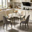 Round Dining Table And 4 Chairs Set, 5pcs Dining Room Sets For Restaurant Kitchen Office, 2-4 Seaters Marble Table And Light Khaki Microfiber Silicone Leather Kitchen Chairs Set Of 4-411165571-411165598