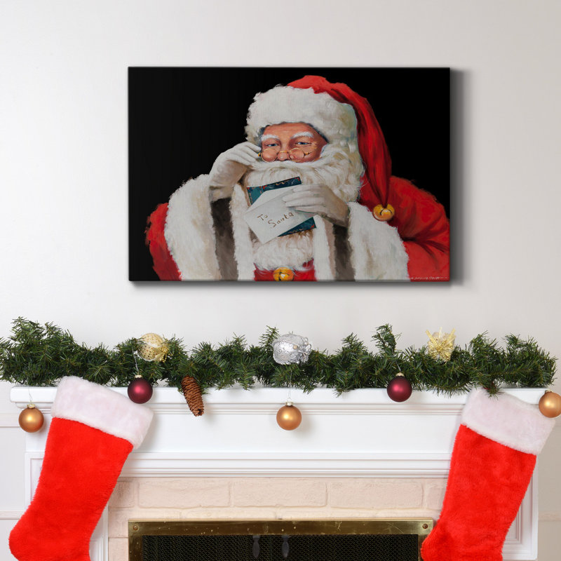 Lettre au père Noël - Toile tendue avec châssis de qualité supérieure - Prêt à être accroché, H 12 po x l 8 po x P 1 po
