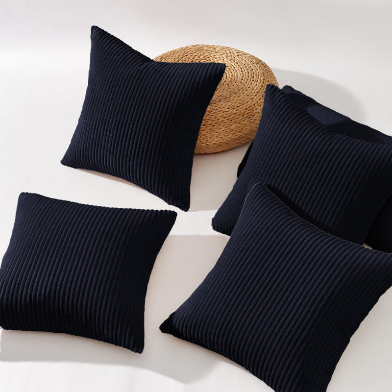 Striped Square Throw Pillow Insert, Navy