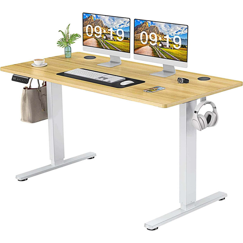 Bureau debout à hauteur ajustable Marther, H 28 po x l 55 po x P 23 po, Naturel/noir