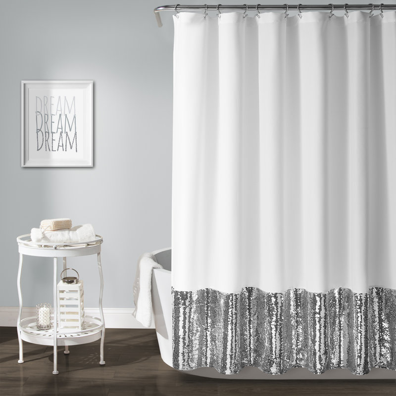 Rideau de douche simple à paillettes Mermaid, argent