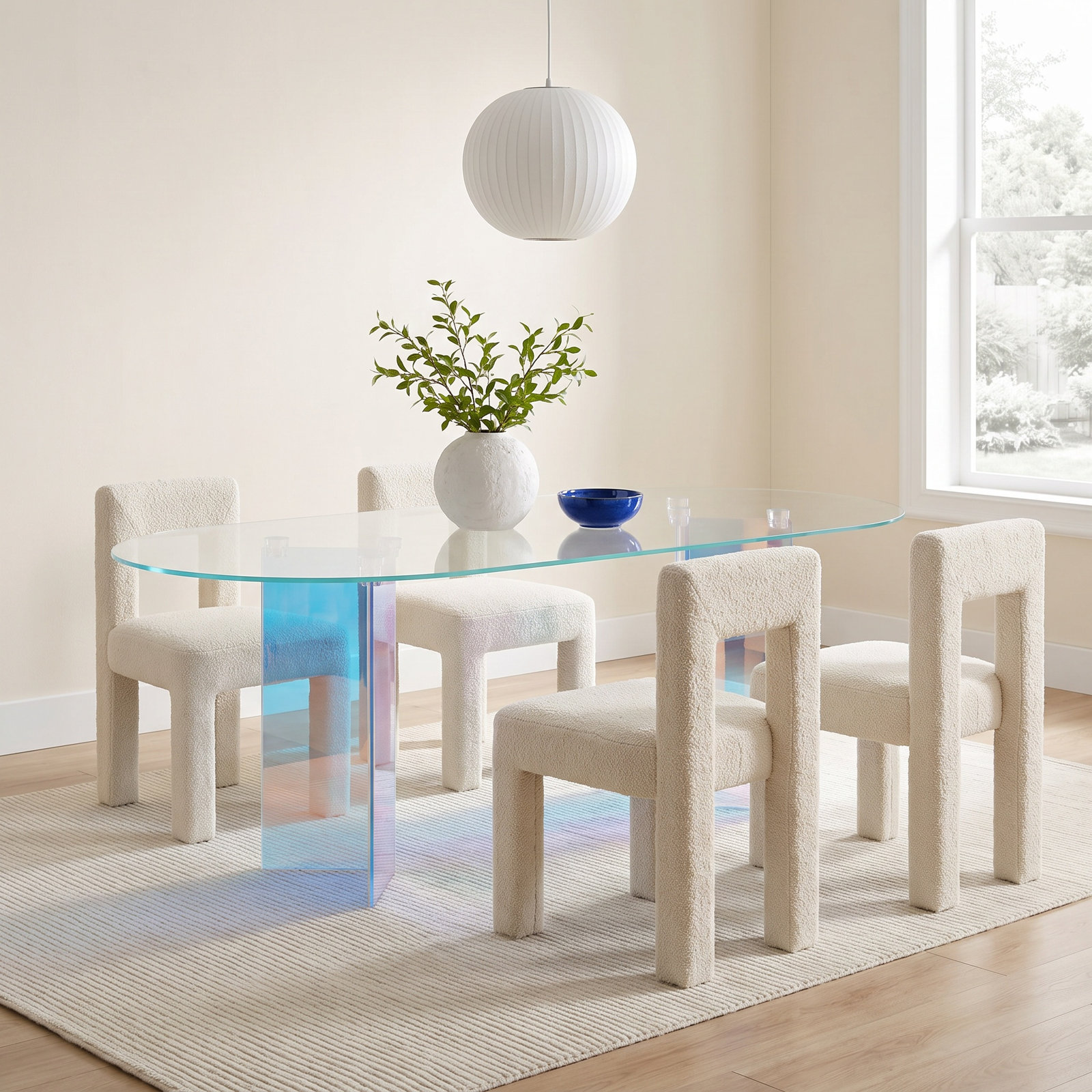 86" Glass Pedestal Dining Table