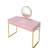 Coleen Pink & Gold Finish Vanity Desk W/Mirror & Jewelry Tray