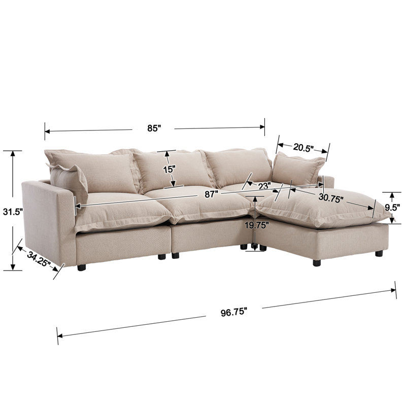 Canapé rembourré avec table basse et repose-pieds, Otameal