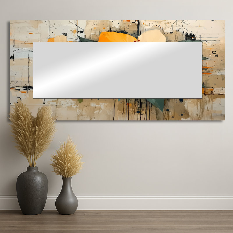 Désert, fleur d'hibiscus I - Art mural miroir floral - imprimé sur métal, 28 po x 60 po