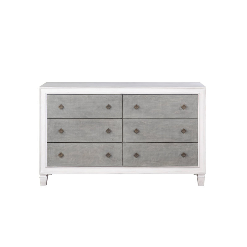 Commode Katia gris rustique et blanc vieilli