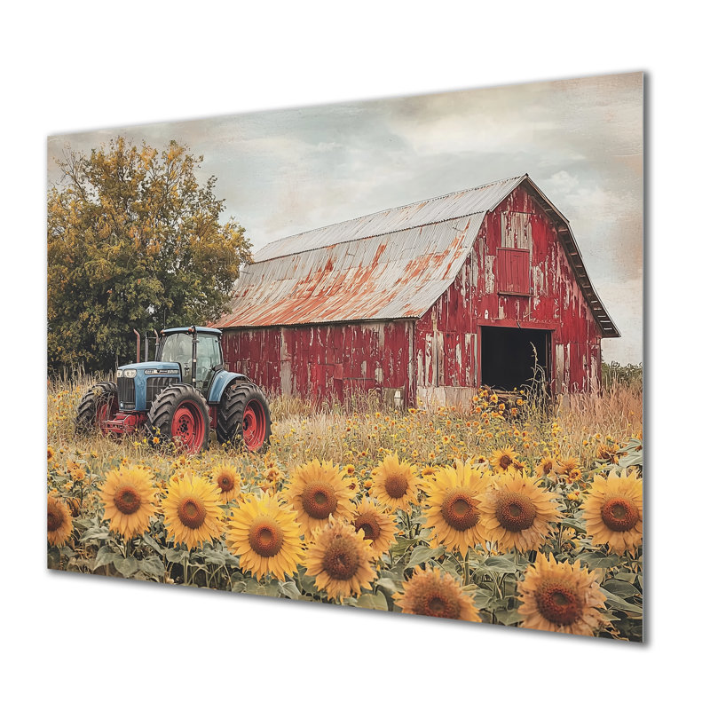 Tournesols de campagne avec tracteur Farm III, H 24 po x l 32 po
