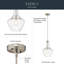 Suspension Kichler Everly en nickel brossé de 38,7 cm (15,25 po) à une lumière avec abat-jour transparent en forme de larme à bulles.-1254475800-1268284788-1254441227