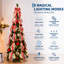 Sapin de Noël artificiel pliable pré-illuminé de 1,80 m avec 200 lumières DEL blanc chaud et décorations rouges et argentées