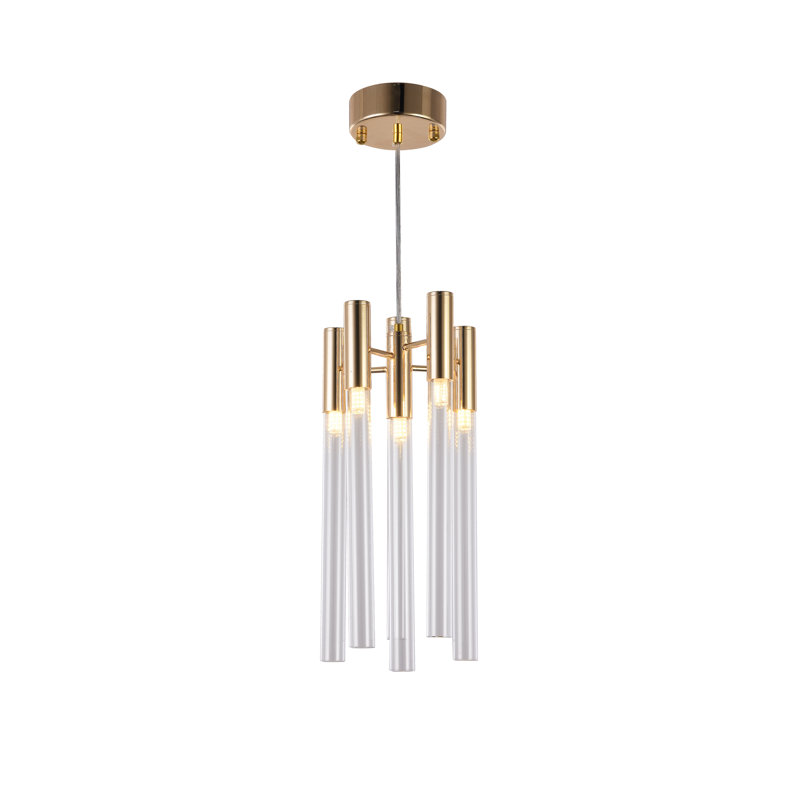 Fordingbridge 6 Light Chrome Cylinder With Glass Shades, Gold